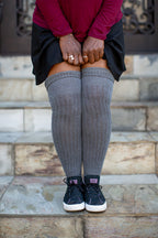 M45 Ribbed Thigh High with Roll Top