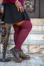 M45 Ribbed Thigh High with Roll Top