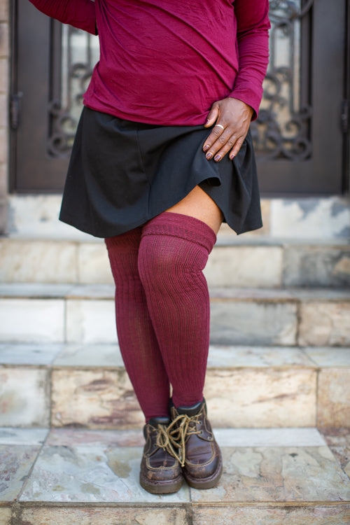M45 Ribbed Thigh High with Roll Top