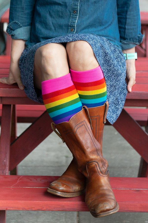 Gilbert-Baker Rainbow Pride Stripes Knee High Socks