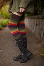 Longer Autumn Stripes Extraordinary Thigh High