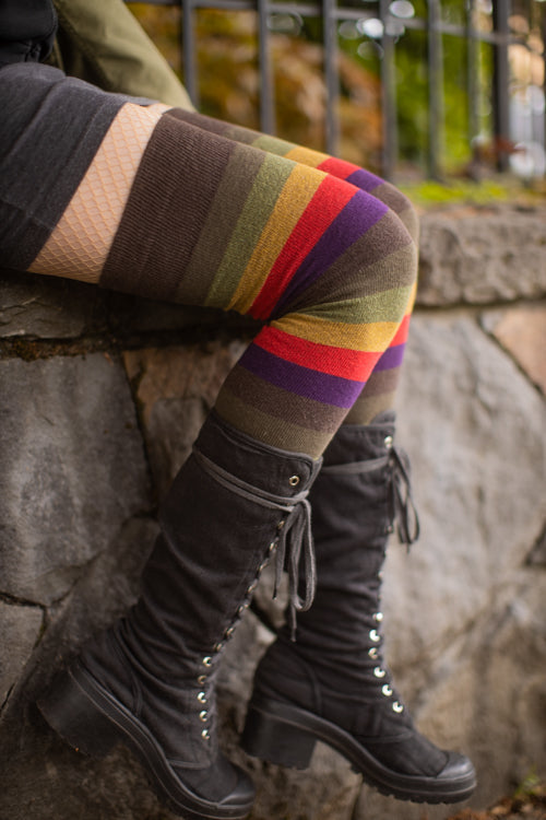 Longer Autumn Stripes Extraordinary Thigh High
