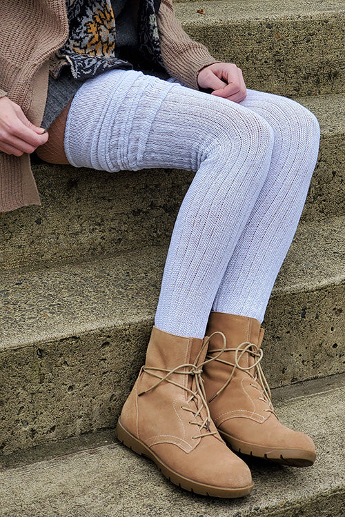 Longer M45 Ribbed Thigh High with Roll Top