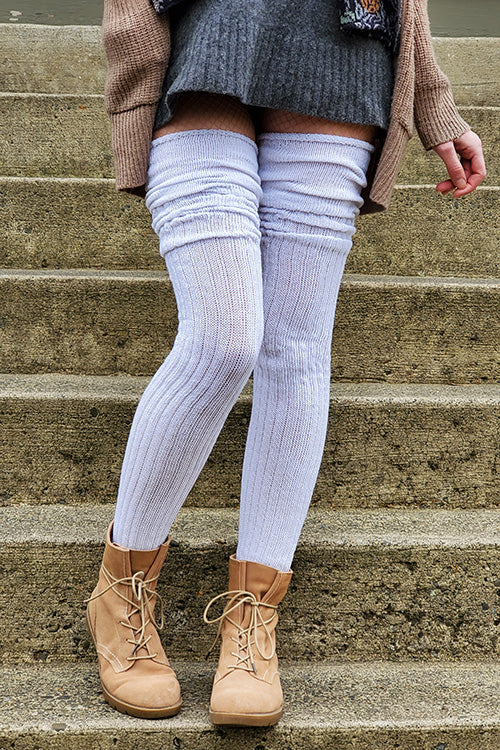 Longer M45 Ribbed Thigh High with Roll Top