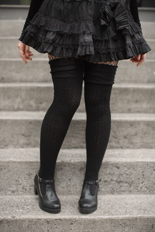 M45 Ribbed Thigh High with Roll Top