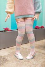 Marled Cotton Candy Stripes Thigh High