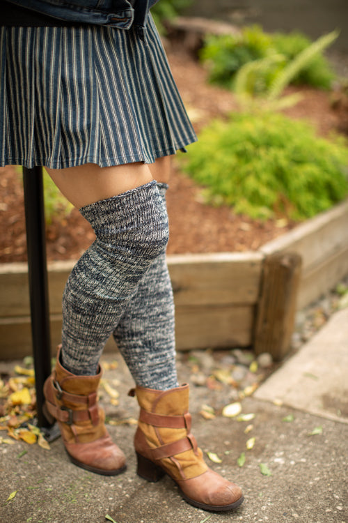 Marled Scrunchable Thigh High Socks