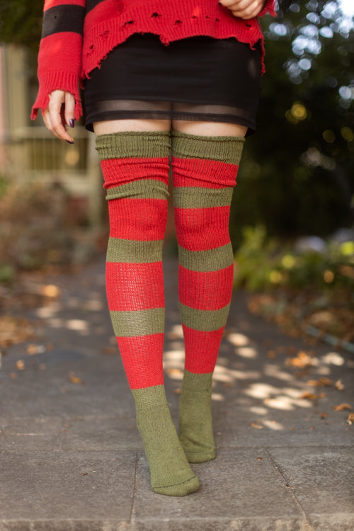Nightmare Sweater Stripes Thigh High