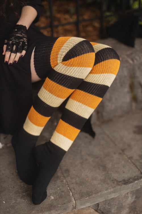 Trick or Treat Stripes Thigh High