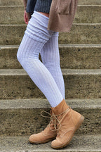 Longer M45 Ribbed Thigh High with Roll Top