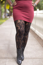 Plus Size Illustrated Flora Net Tights