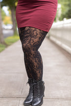 Plus Size Illustrated Flora Net Tights