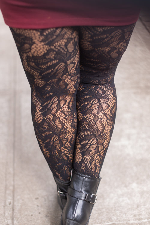 Plus Size Illustrated Flora Net Tights