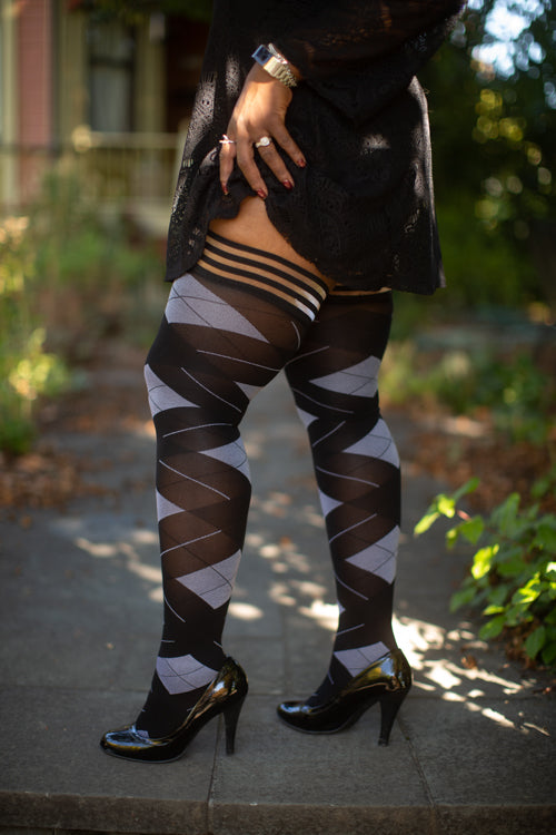 Kimmie Argyle Thigh High with Stay-Up Top