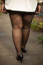 Plus Size Duchess Lace Top Stockings with Attached Garter Belt