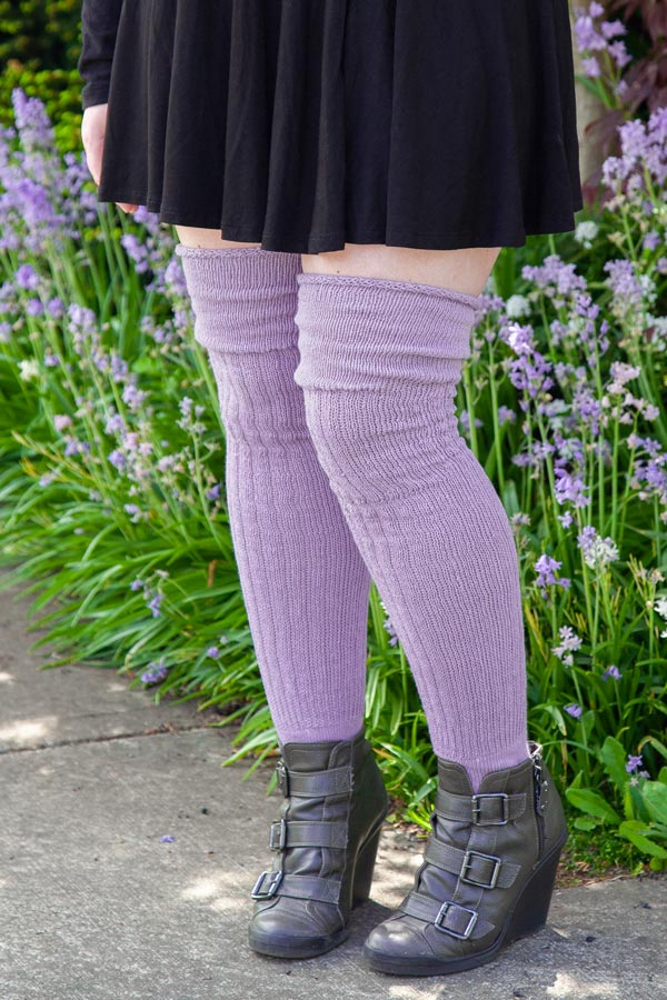 M45 Ribbed Thigh High with Roll Top