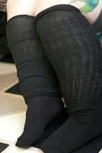 M45 Ribbed Thigh High with Roll Top