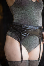 Wet Look and Lace Garter Belt