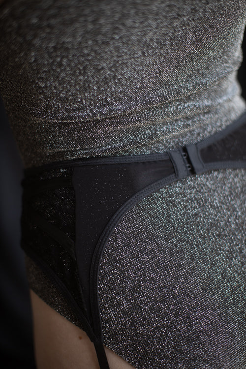 Wet Look and Lace Garter Belt