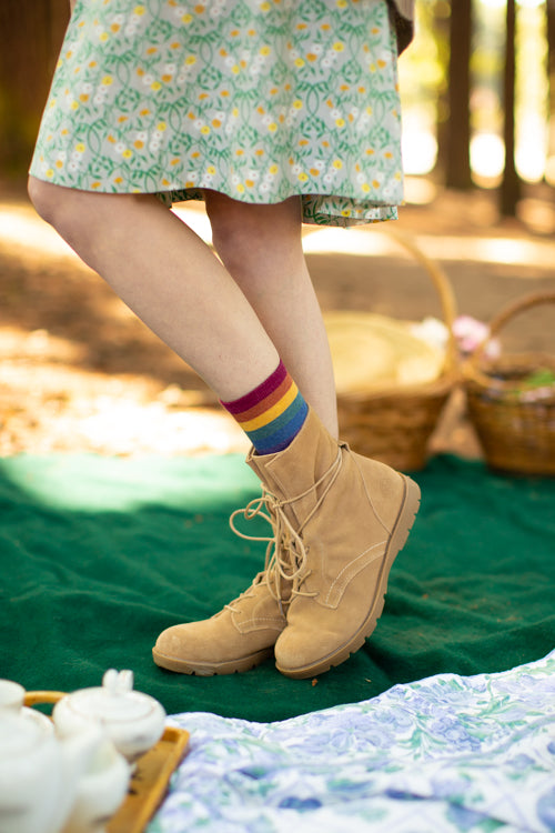 Heather Rainbow Striped Crew