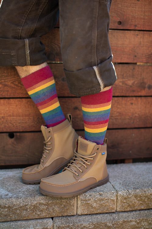 Heather Rainbow Striped Crew