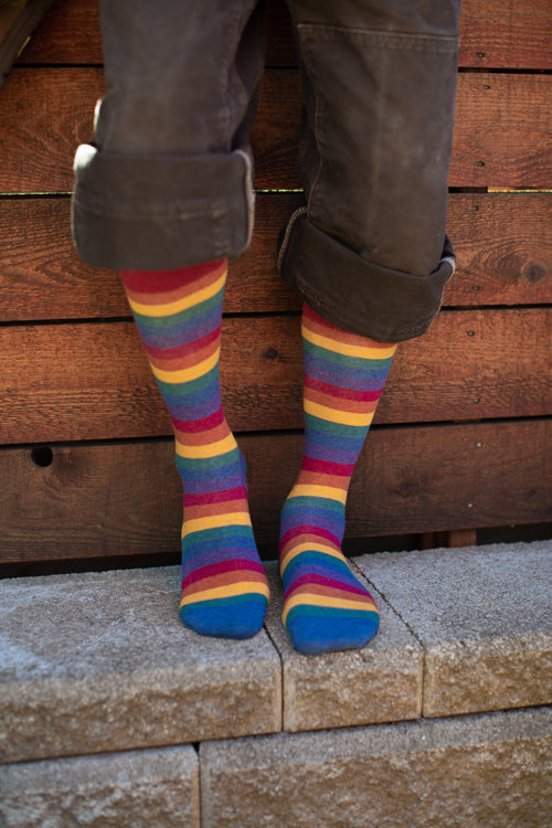 Heather Rainbow Striped Crew