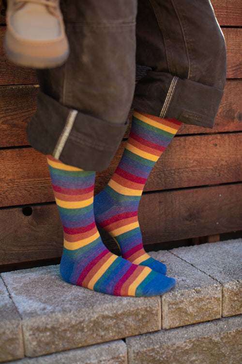 Heather Rainbow Striped Crew