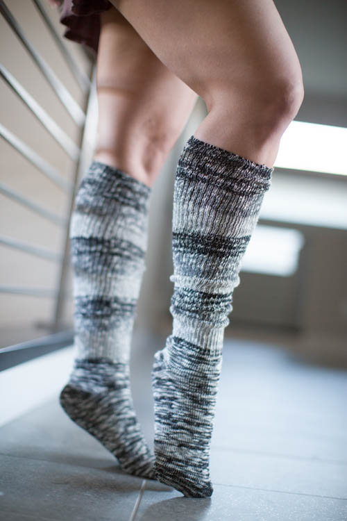 Marled Stripe Knee Socks