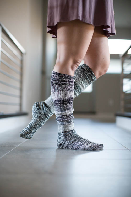 Marled Stripe Knee Socks