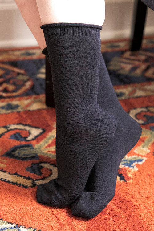 Wool Silk Roll Top Crew