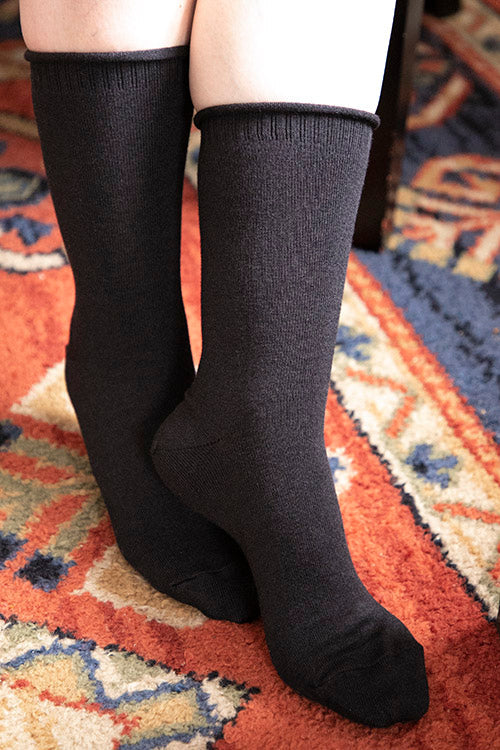 Wool Silk Roll Top Crew