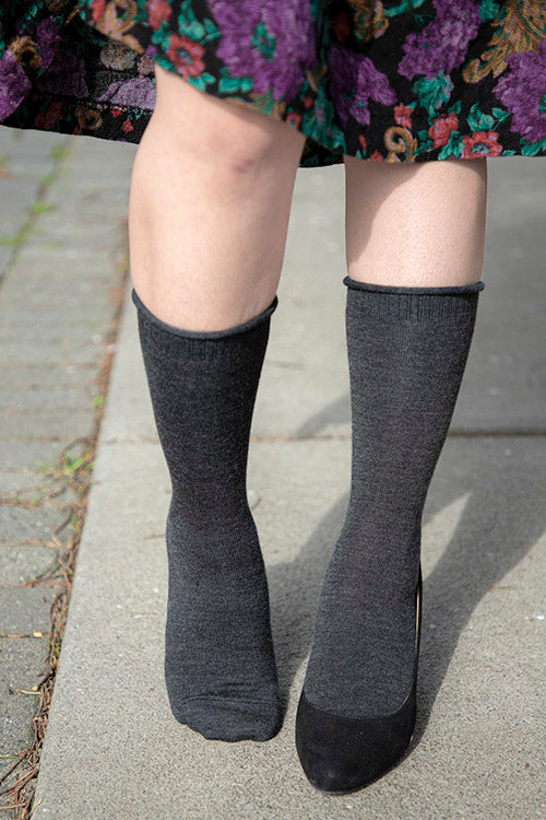 Wool Silk Roll Top Crew