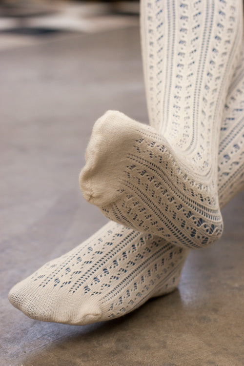 Pointelle Scrunch Top Knee Socks