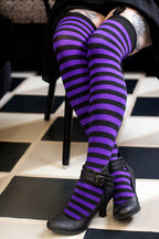 Striped Nylon Thigh Highs