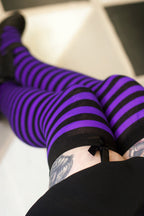 Striped Nylon Thigh Highs
