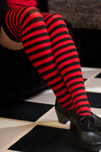 Striped Nylon Thigh Highs