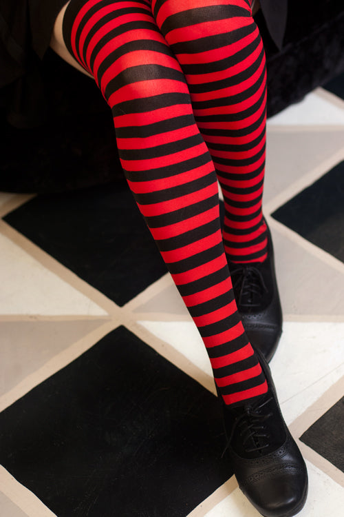 Striped Nylon Thigh Highs