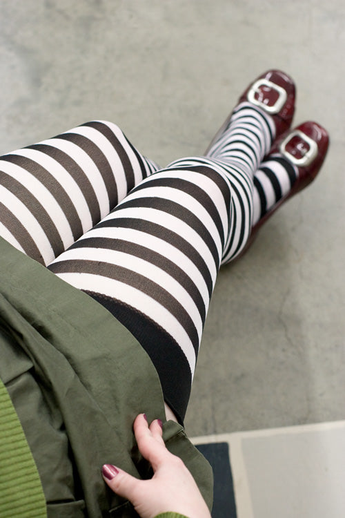 Plus Size Striped Nylon Thigh Highs