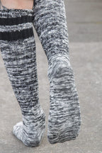 Top-Striped Marled Slouch Knee Socks