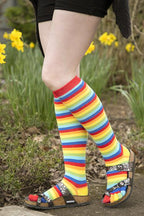 Rainbow Stripe Knee High Toe Socks