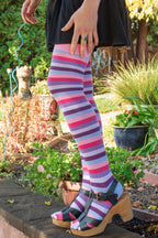 Striped Over the Knee Toe Socks