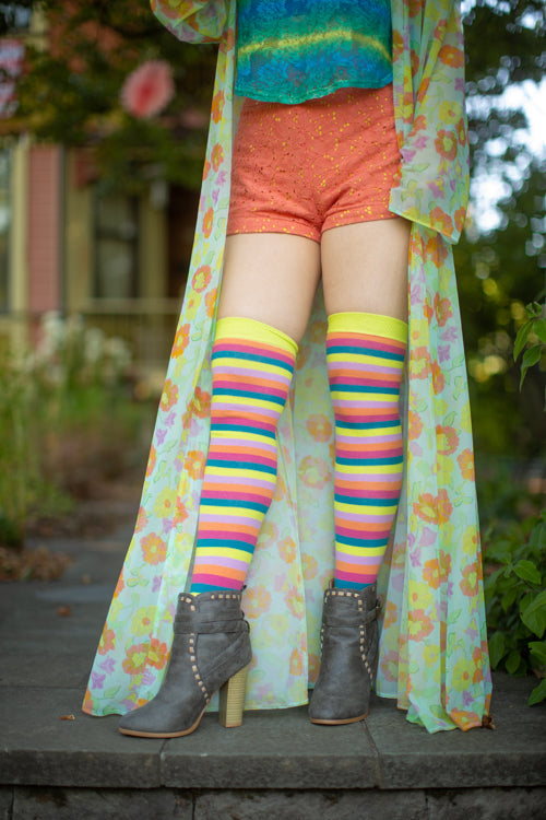 Striped Over the Knee Toe Socks