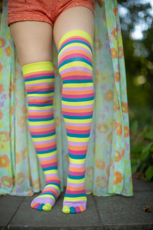 Striped Over the Knee Toe Socks