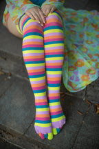 Striped Over the Knee Toe Socks