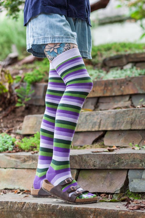 Striped Over the Knee Toe Socks