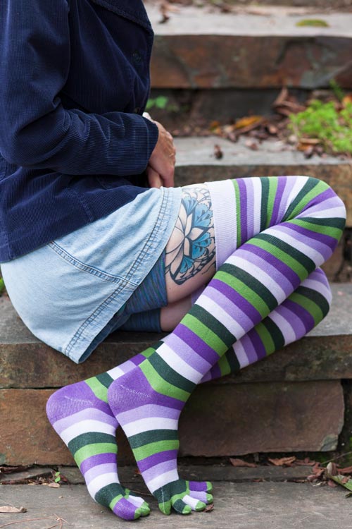 Striped Over the Knee Toe Socks