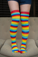 Striped Over the Knee Toe Socks