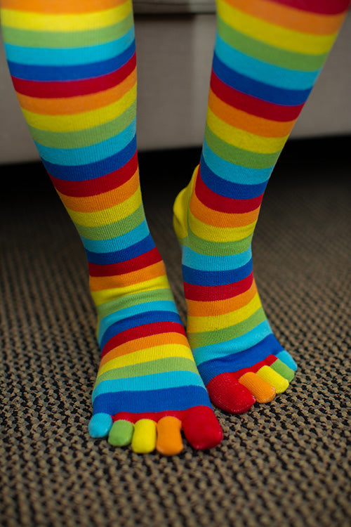 Striped Over the Knee Toe Socks