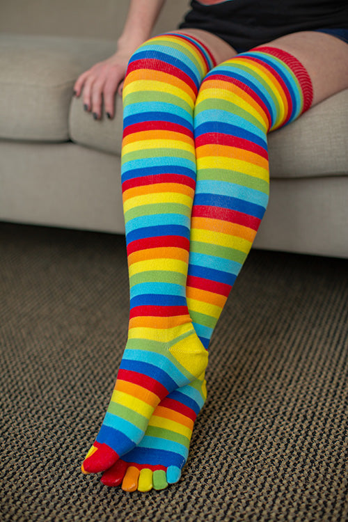 Striped Over the Knee Toe Socks